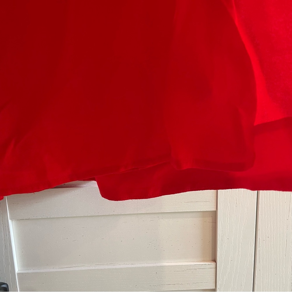 MAJE Rutta Ruffled Crepe Mini Dress In Rouge (Red) - Picture 5 of 8